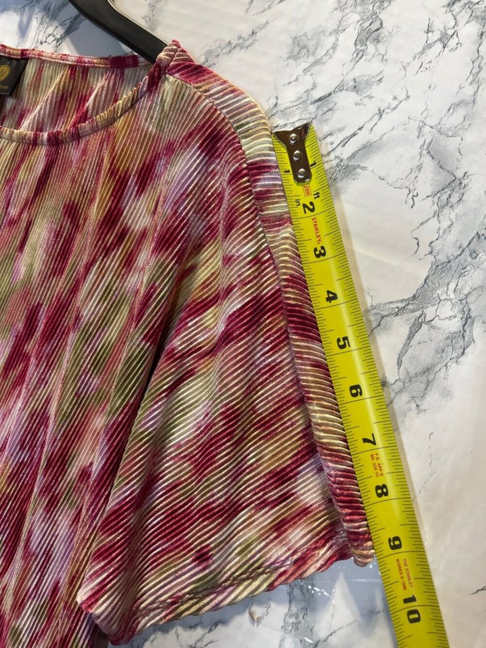 JM Collection Size Small Pleated Short Sleeve Top Regal Romance Ruby Slippers - Picture 8 of 11